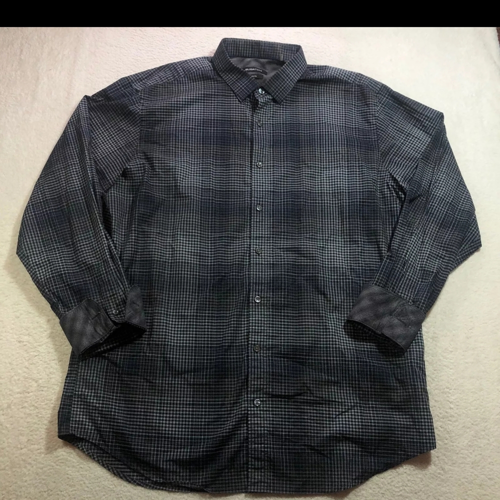 Men's Black and Gray Checkered Shirt